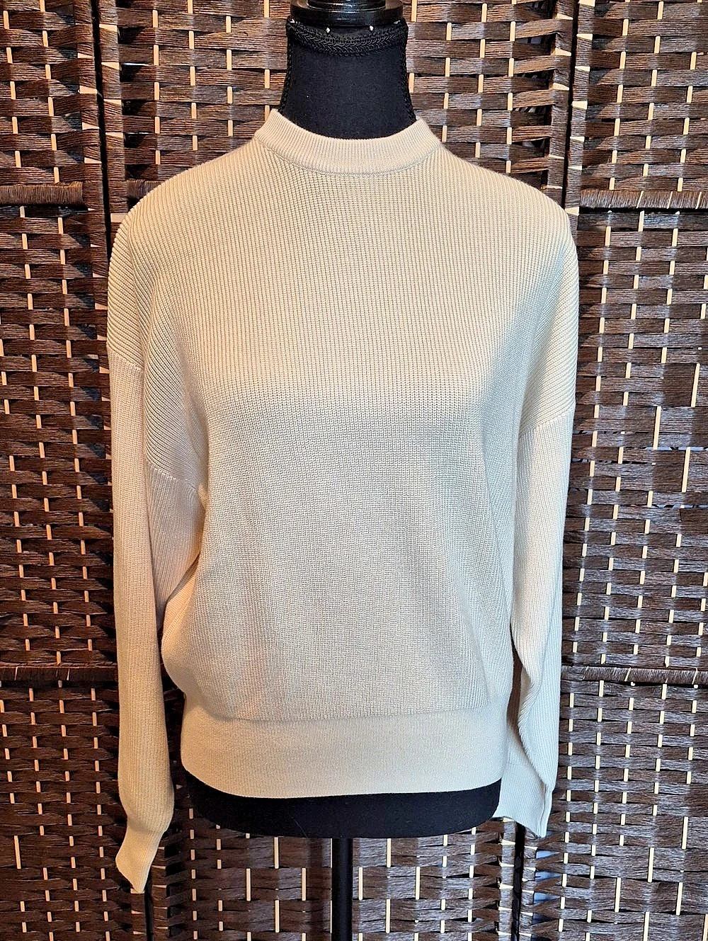 Brunette The Label Olivia Rib Knit Crew Sweater Rib Knit Crew Sweater in Cream